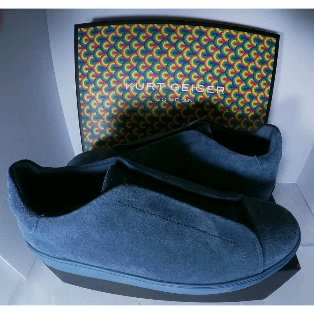 Kurt Geiger London Men's Lennon Slip on Blue Suede Sneakers Us 13 Used with box